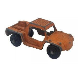 Vintage Tootsie Toy Metal Orange Car Baja Run 1950s? USA Made Hollow No Bottom